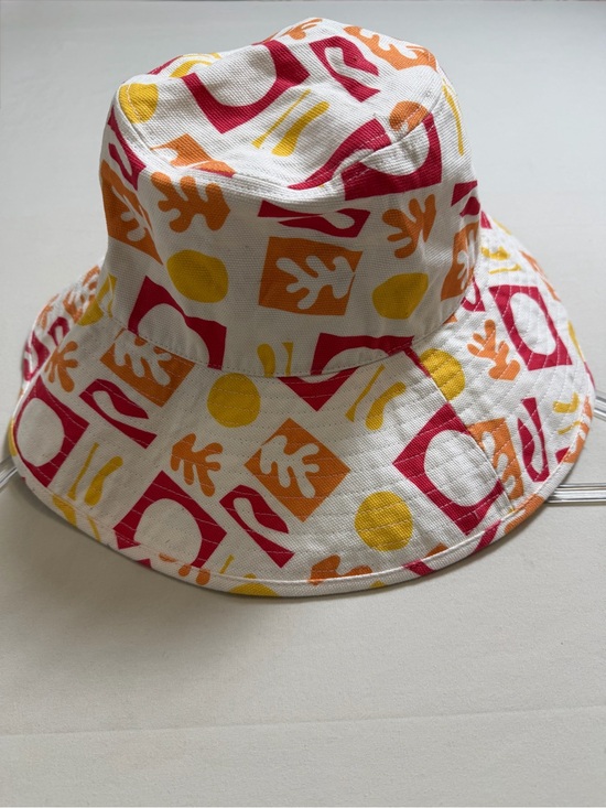 Lack Of Color Accessories - Lack Of Color White Bucket Hat with Pink, Orange & Yellow Abstract Print